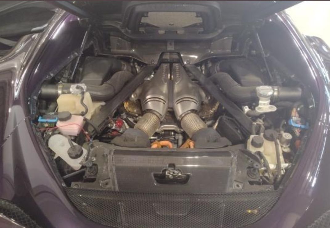 Engine bay of the Ferrari 296 GTB