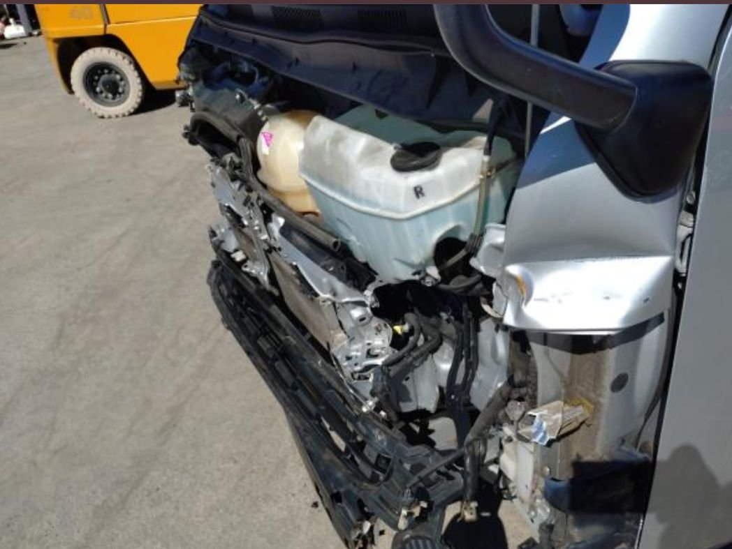 Close-up of the crushed front end